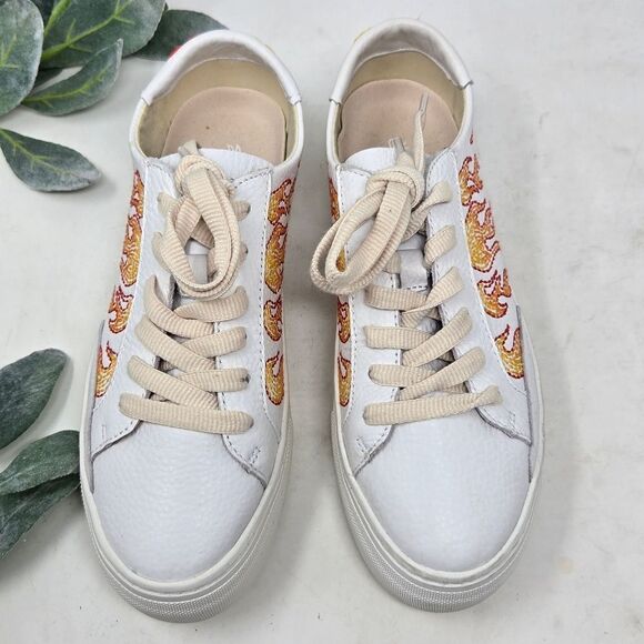 SOLUDOS Ibiza Embroidered Flame Hot Stuff Sneakers Size 7.5 - Picture 2 of 10